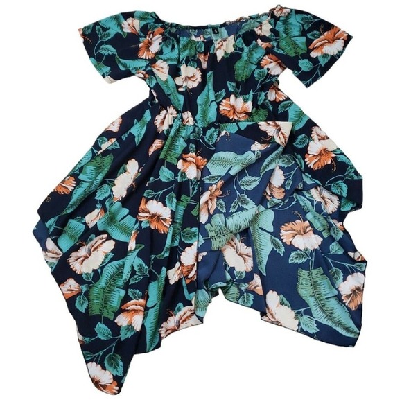 Bloom Chic ~Woman Plus Size 22~ Blue/Orange Floral Print Flare Dress Unlined. - Picture 7 of 12